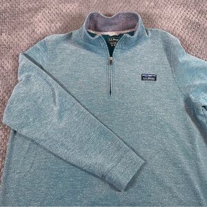 L.L. Bean Men's Size XL Reg Traditional Fit 1/4 Zip Teal Pullover Sweatshirt